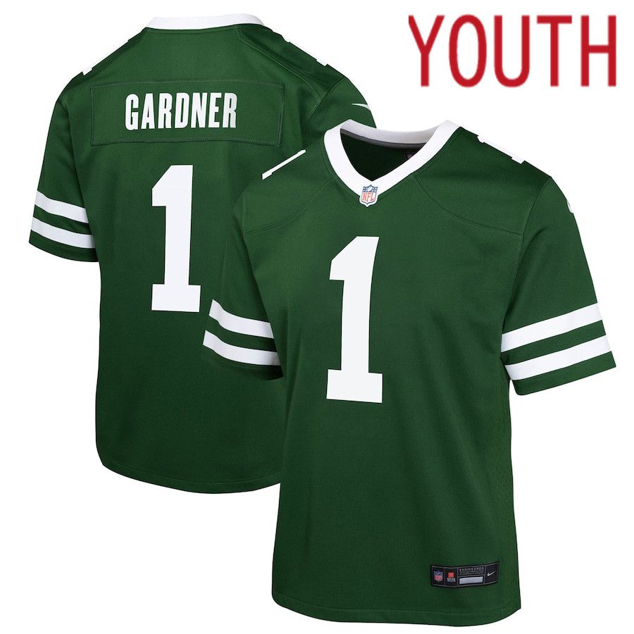 Youth New York Jets #1 Ahmad Sauce Gardner Nike Legacy Green Game NFL Jersey->customized nfl jersey->Custom Jersey